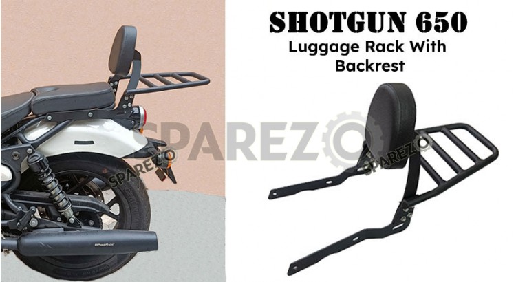 Fit For Royal Enfield Shotgun 650 Rear Luggage Rack with Backrest Black - SPAREZO